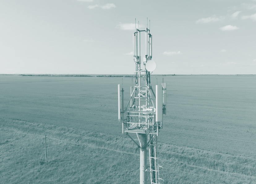 Mobile tower overlooking crop field