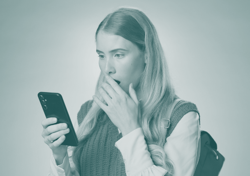 Woman looking at smartphone